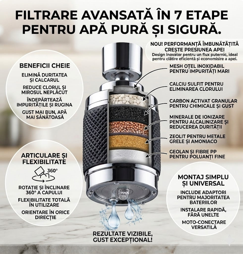 Filtru de Apă Purificator 360° cu Presiune