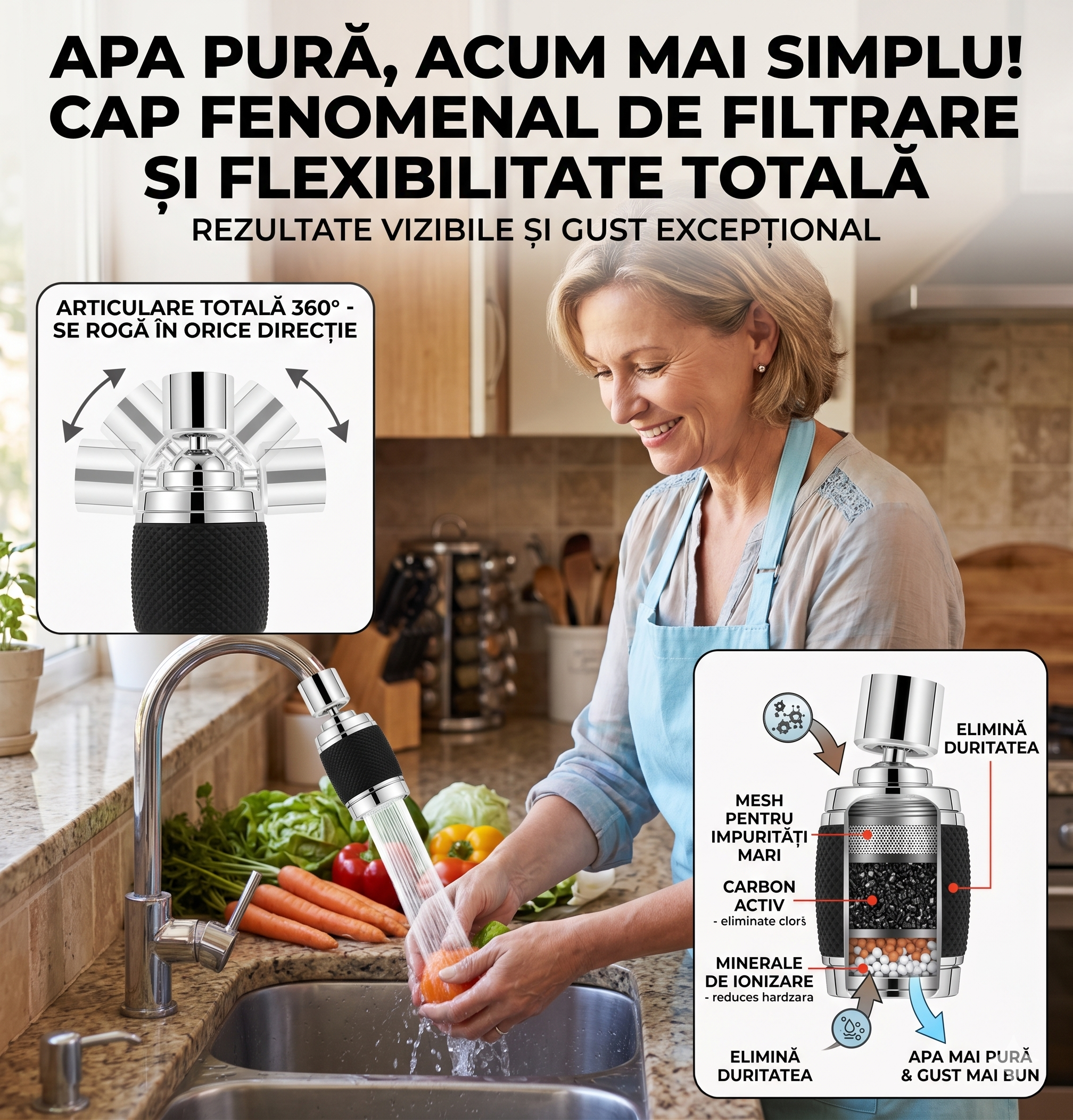 Filtru de Apă Purificator 360° cu Presiune