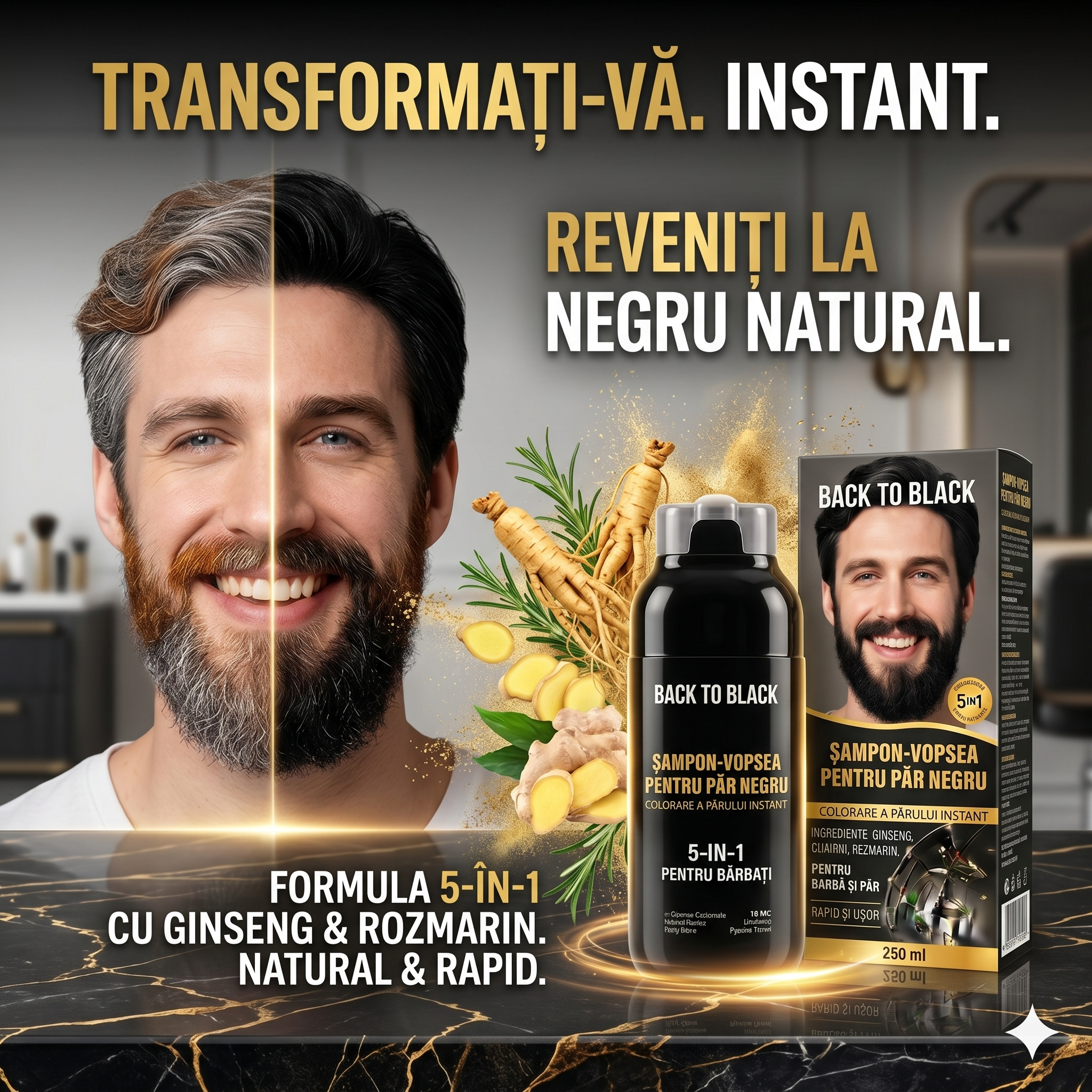 Șampon nuanțator pentru păr negru - unisex
